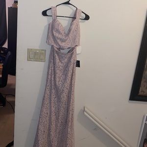 Pink colored two piece long dress